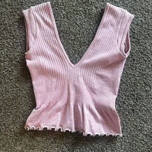 Gymshark Pink Ribbed V-Neck Women's Top